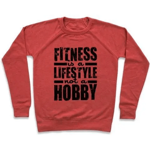 A soft unisex crewneck sweatshirt featuring the phrase 'Fitness is a Lifestyle' printed on the front, made from a cotton-polyester blend.