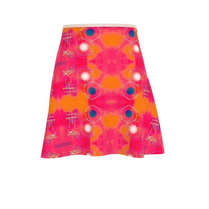 A stylish flared skater skirt made from 100% poly jersey, featuring a hidden zip closure and A-line design.