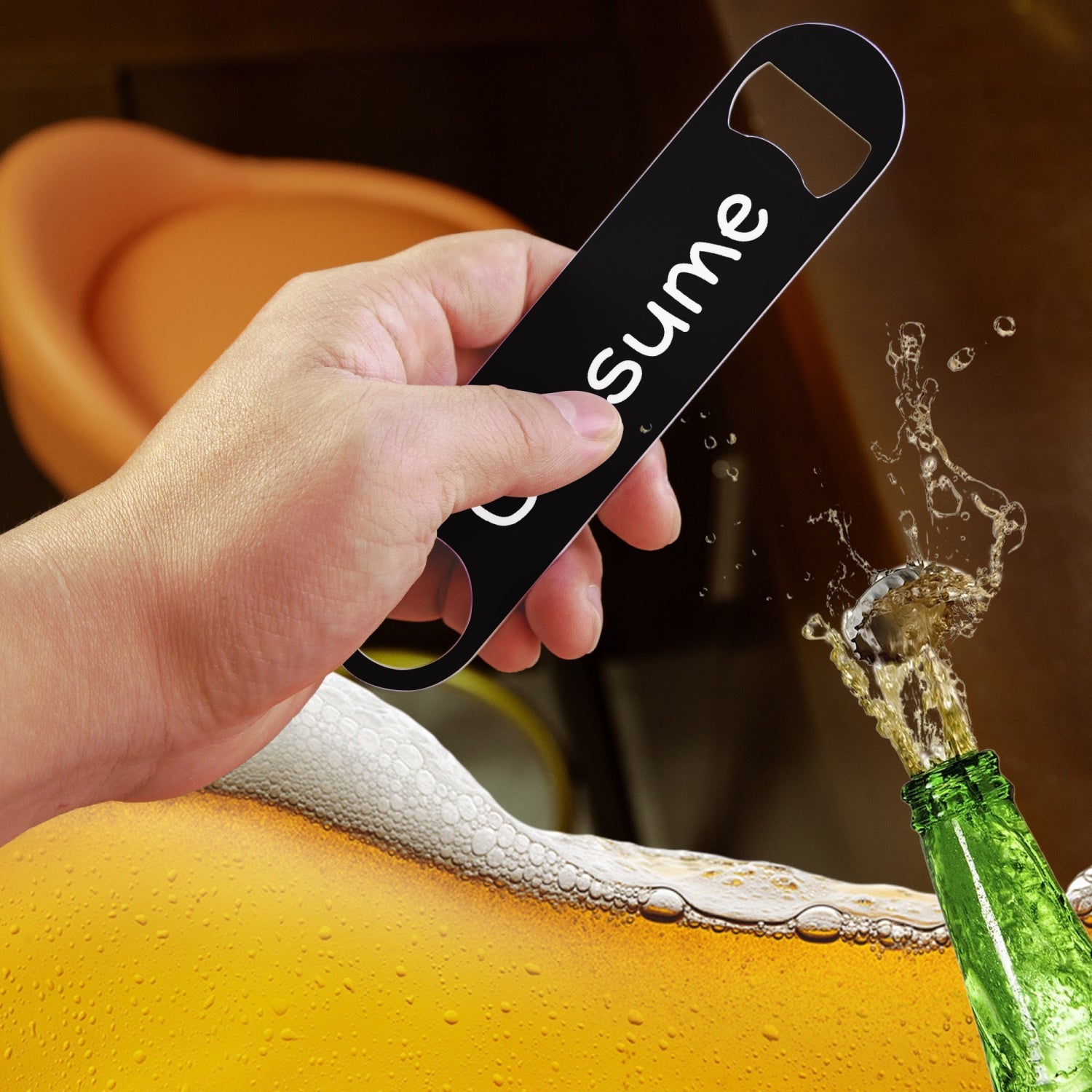 Flat Bottle Opener - Consume made of stainless steel, featuring a sleek design with two-sided printing and a convenient hanging hole.