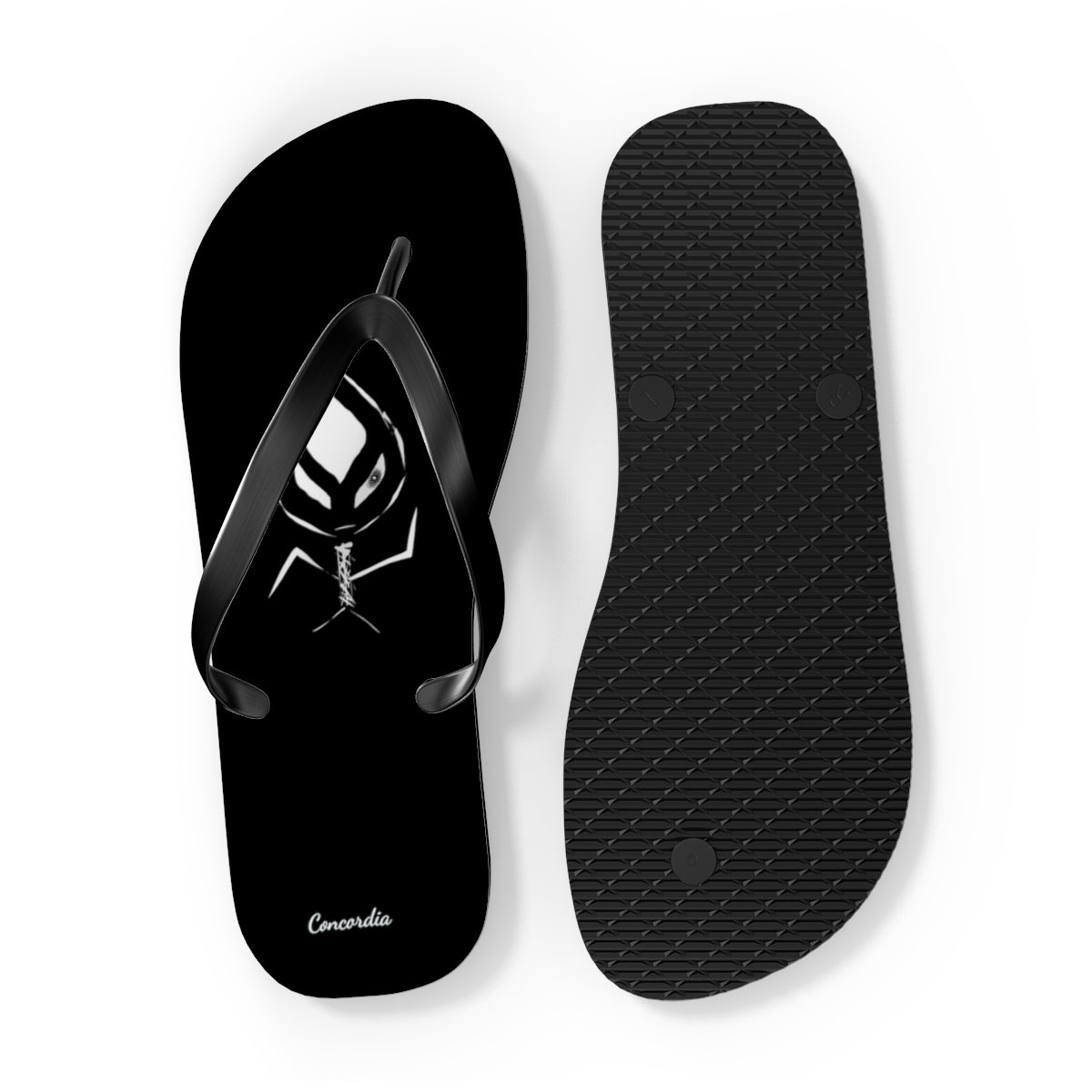 A pair of stylish flip flops with a cushioned footbed and black PVC strap, perfect for summer wear.