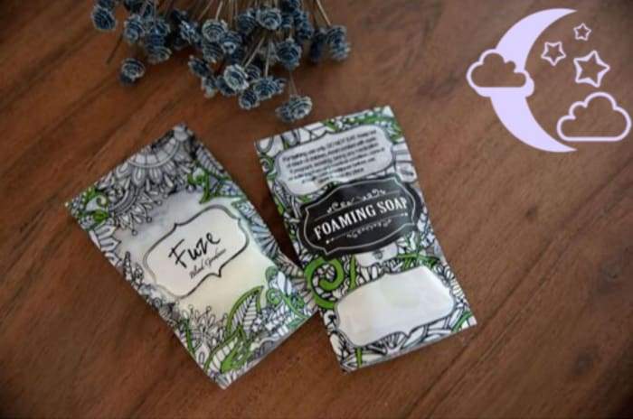 A packet of Foaming Essential Oil Hand Soap Refill - Sleep, featuring natural ingredients and essential oils for relaxation.