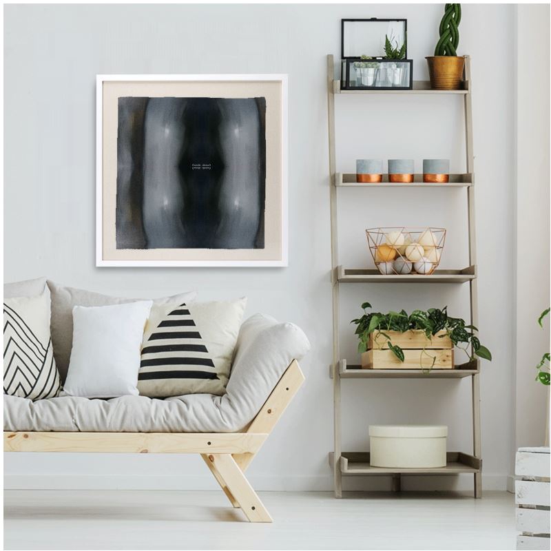 Framed Silk Scarf designed by Concordia, showcasing vibrant colors and intricate patterns in a stylish wooden frame.