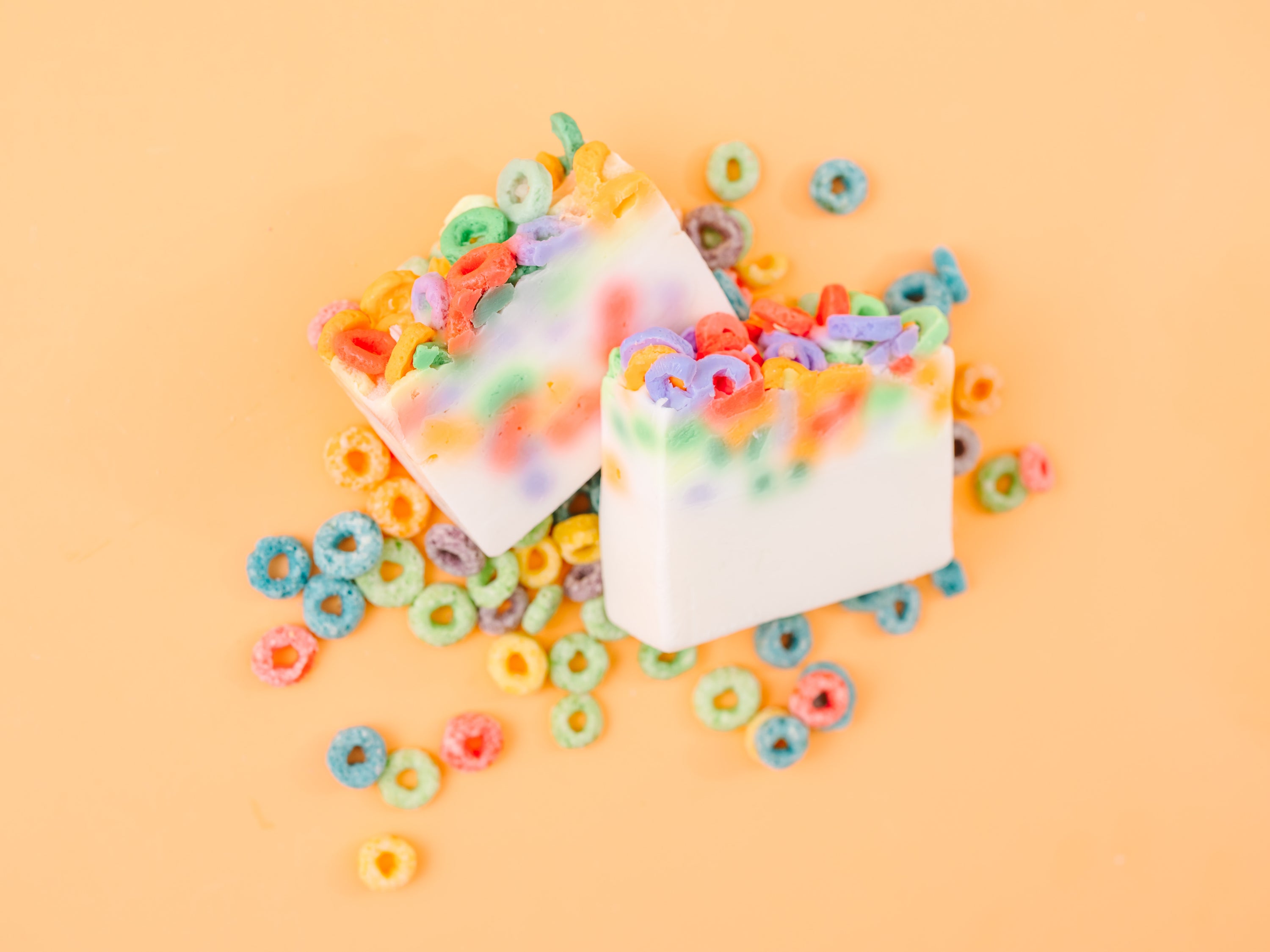 Fruit Loops Bar Soap with vibrant colors and playful design, evoking childhood nostalgia.