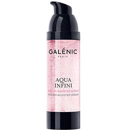 Galénic Aqua Infini Water Booster Serum bottle with a sleek design, showcasing its hydrating properties.