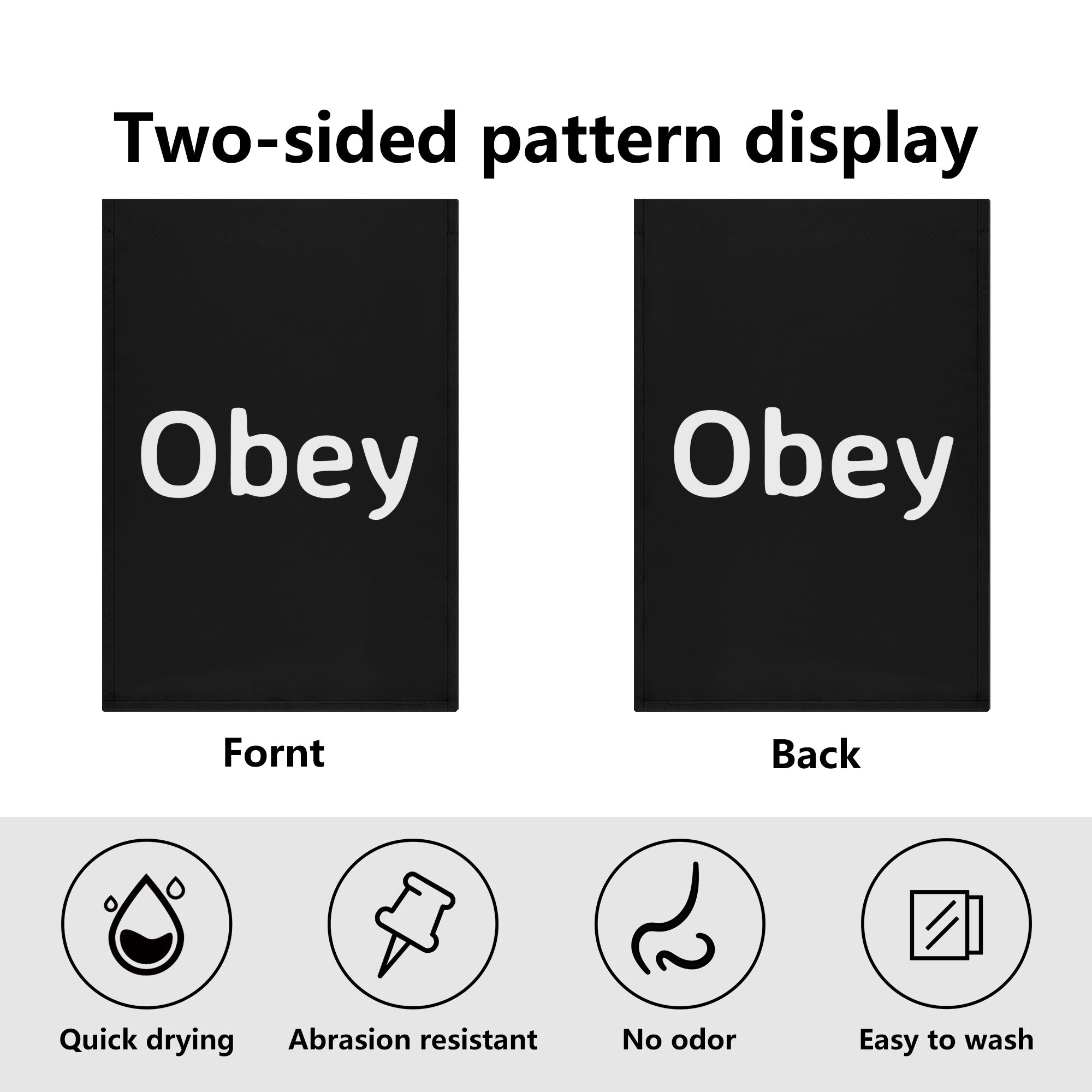 Colorful garden flag measuring 12.5 x 18 inches, made from durable polyester with double-sided printing.