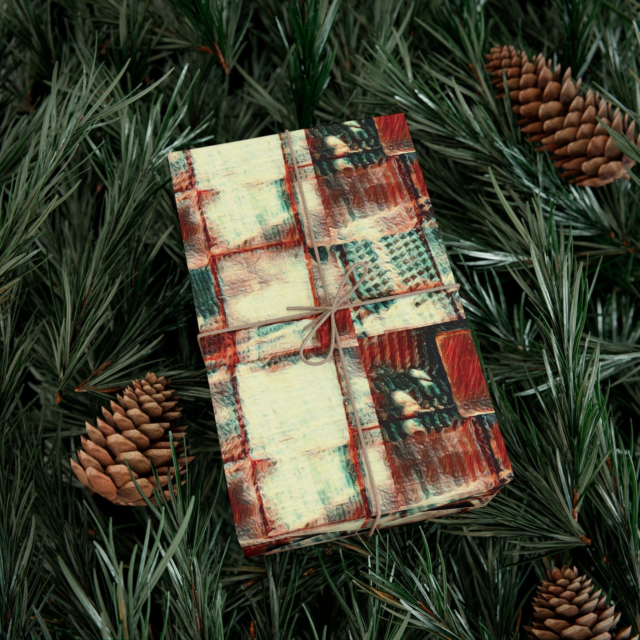 Square Dance gift wrap paper in satin and matte finishes, featuring vibrant patterns and eco-friendly printing.