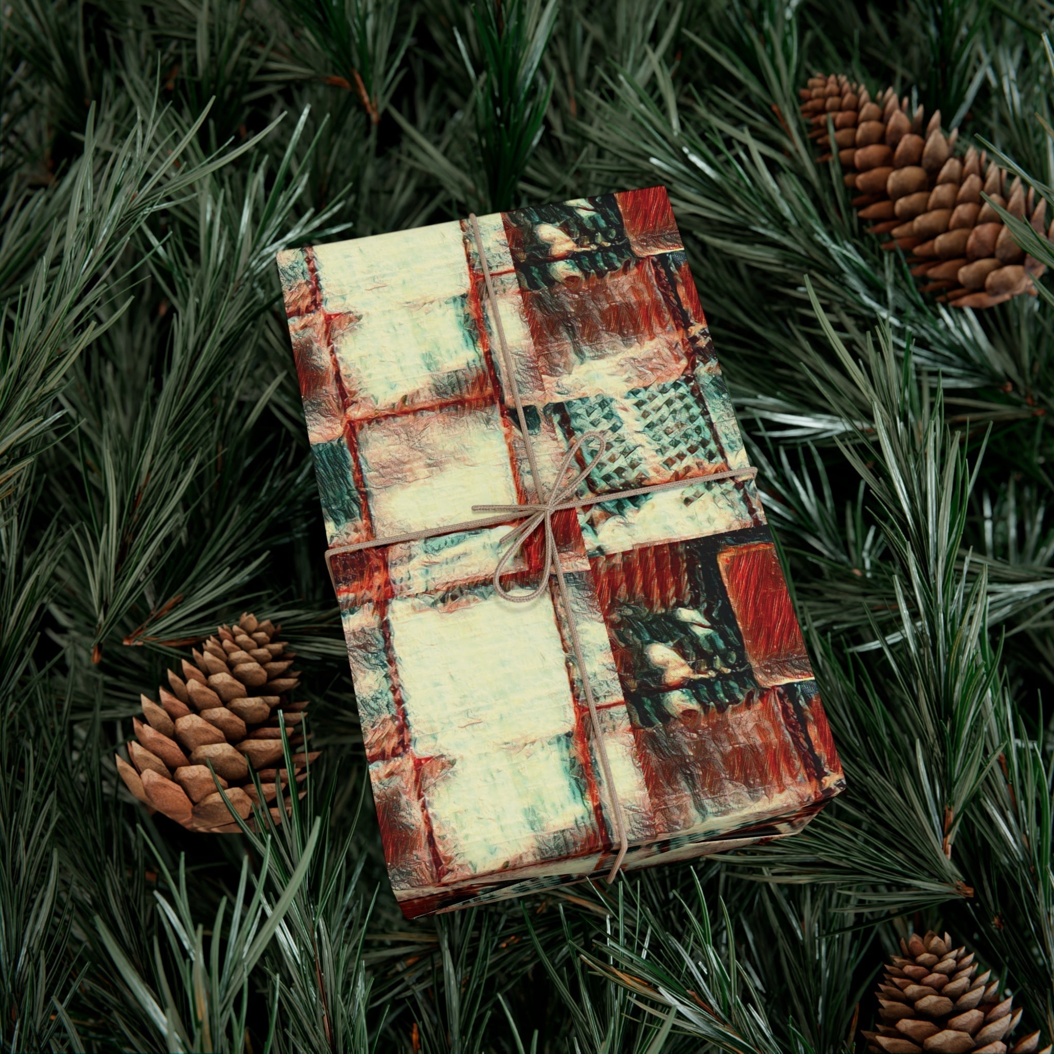 Square Dance gift wrap paper in satin and matte finishes, featuring vibrant patterns and eco-friendly printing.