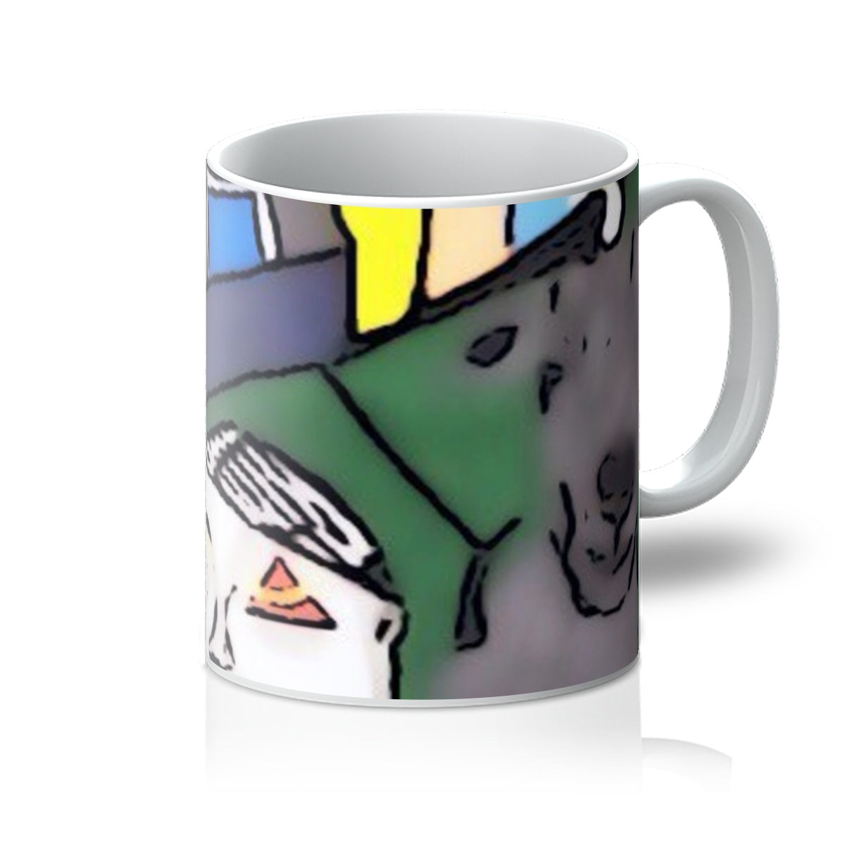 A stylish all-white G.O.A.T. Mug, perfect for coffee or tea, showcasing its durable design and customizable features.