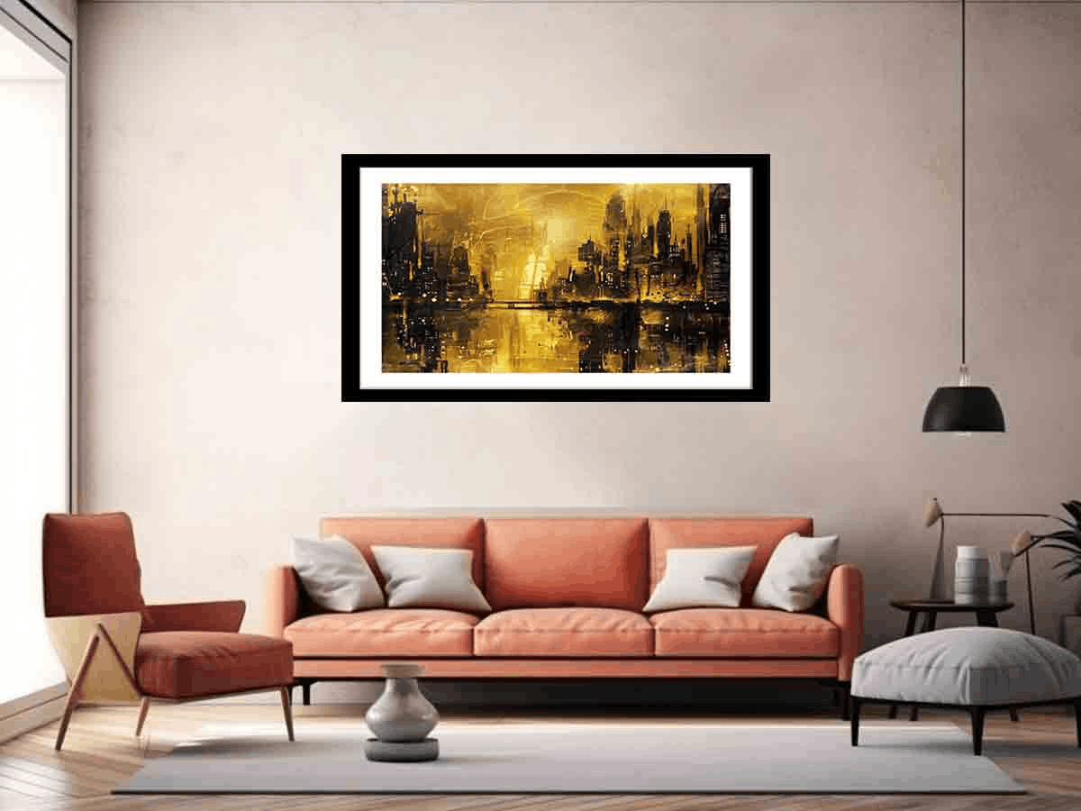 Gold Coast City Art Framed Print featuring vibrant colors and a sleek frame, showcasing stunning coastal scenery.