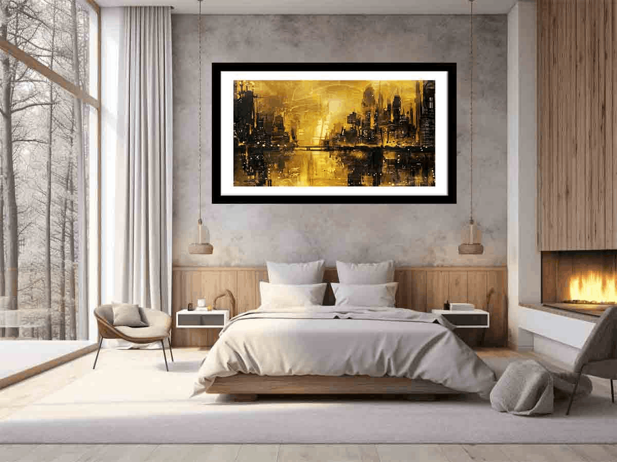 Gold Coast City Art Framed Print featuring vibrant colors and a sleek frame, showcasing stunning coastal scenery.