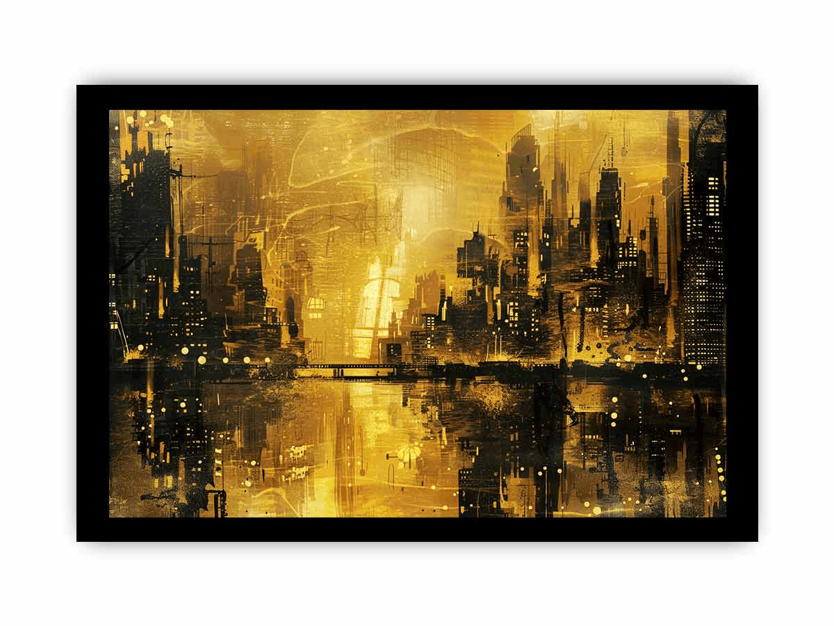 Gold Coast City Art Framed Print featuring vibrant colors and a sleek frame, showcasing stunning coastal scenery.