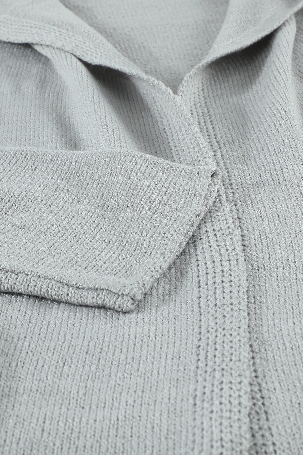 Gray Black/Gray/Brown Open Front Hooded Sweater Cardigan displayed on a mannequin, showcasing its stylish design and cozy fabric.