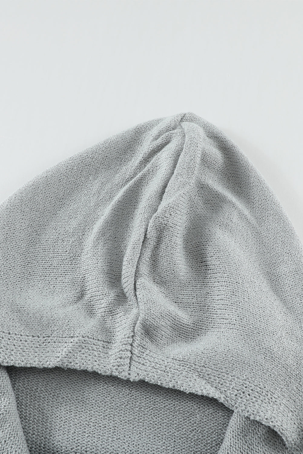 Gray Black/Gray/Brown Open Front Hooded Sweater Cardigan displayed on a mannequin, showcasing its stylish design and cozy fabric.