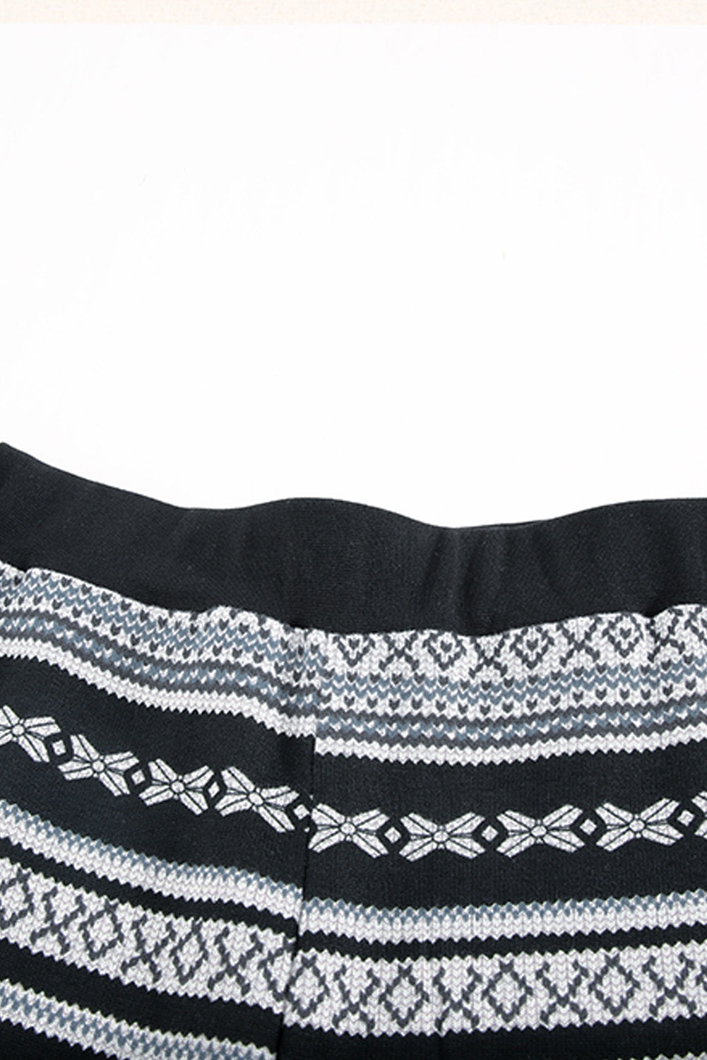 Gray Pink Christmas Pattern Print Long Sleeve Top and Skinny Pant set, featuring a stylish design perfect for festive lounging.