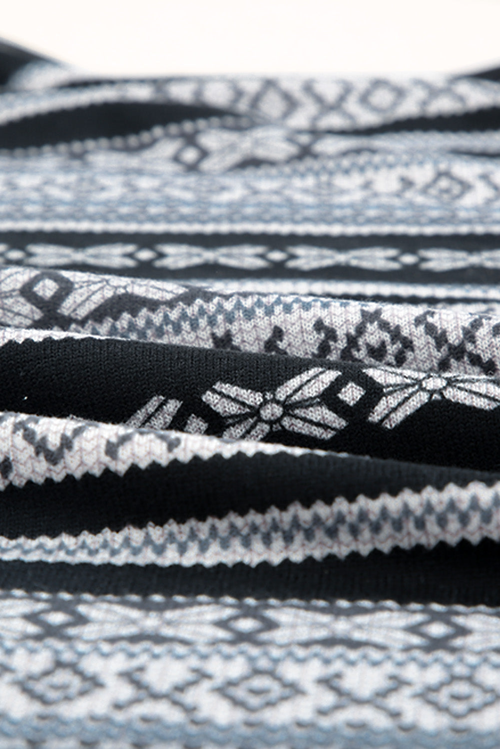 Gray Pink Christmas Pattern Print Long Sleeve Top and Skinny Pant set, featuring a stylish design perfect for festive lounging.