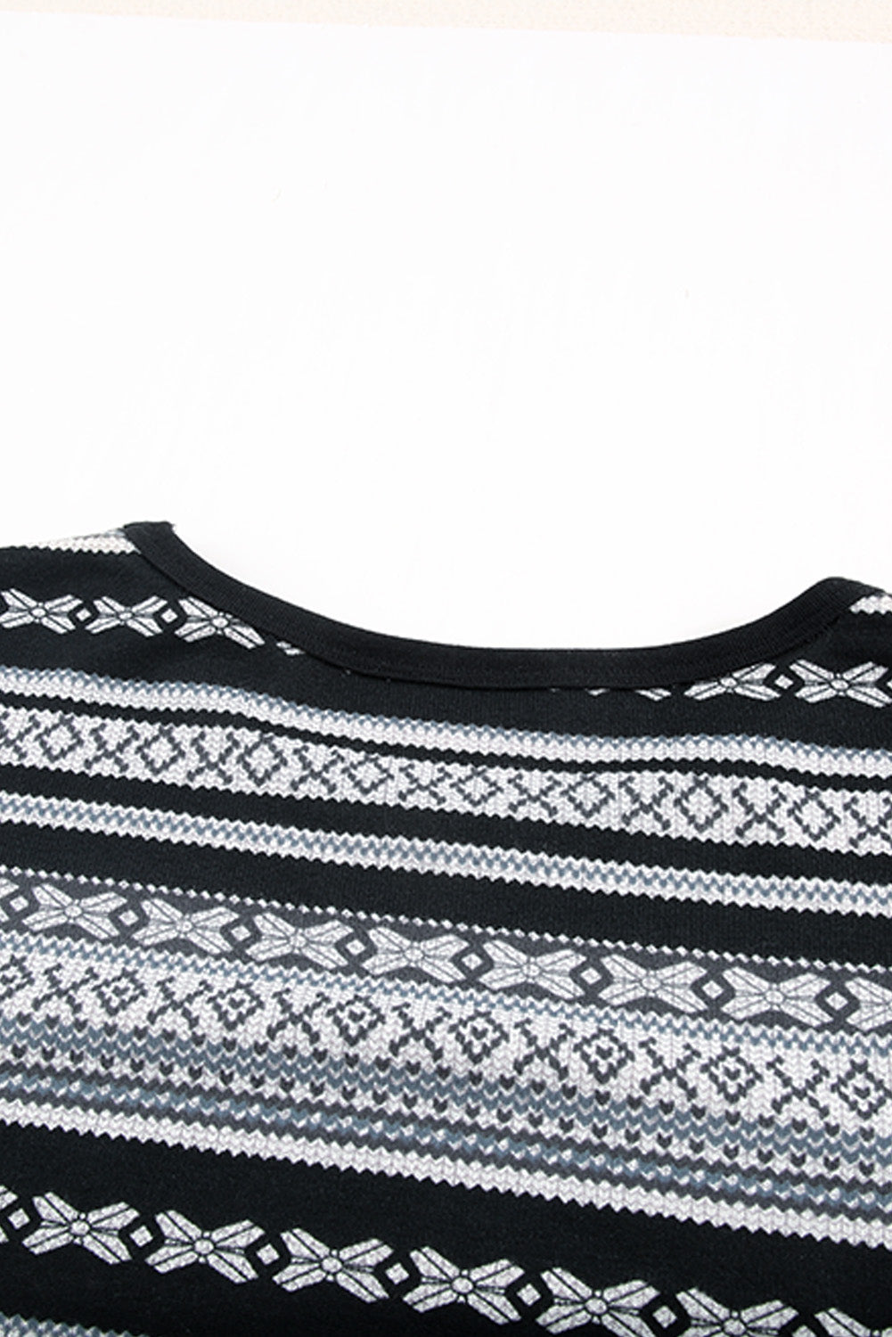 Gray Pink Christmas Pattern Print Long Sleeve Top and Skinny Pant set, featuring a stylish design perfect for festive lounging.