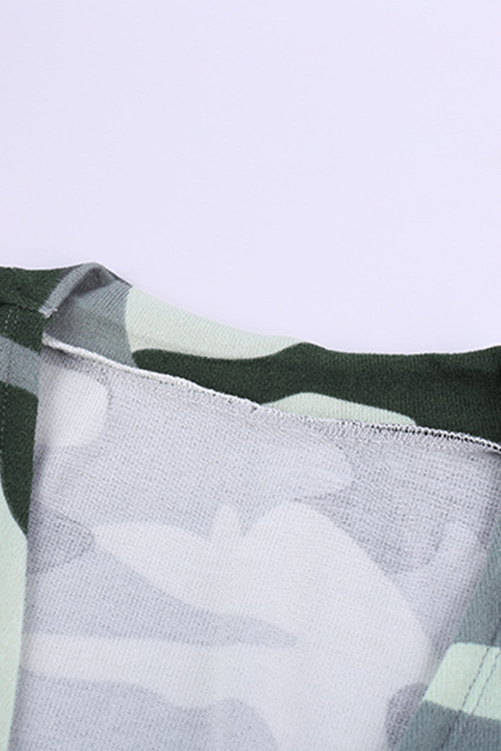 A stylish green camo print long cardigan with an open front and long sleeves, perfect for casual wear.