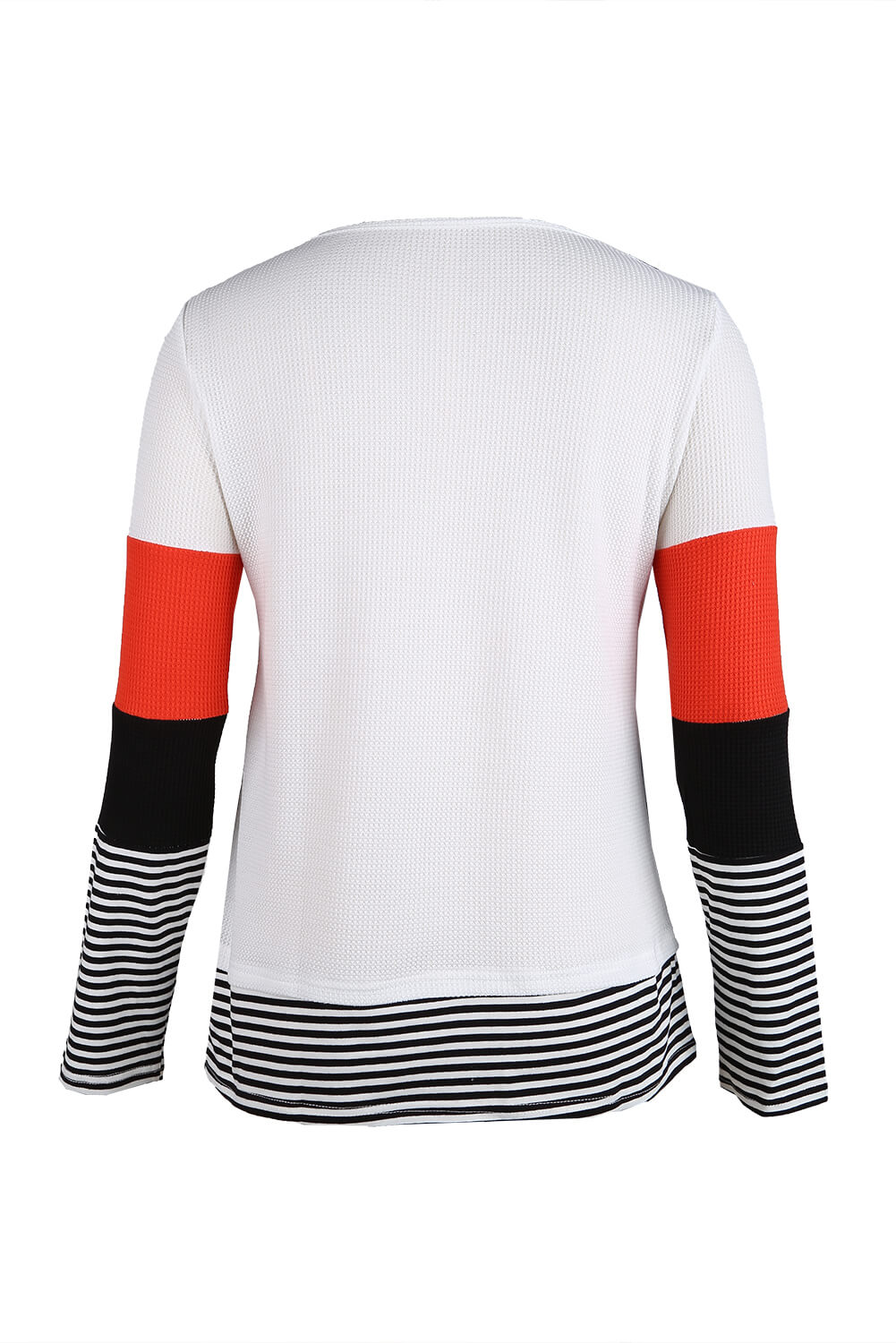 A stylish green top featuring colorblock and striped splicing design, perfect for casual wear.