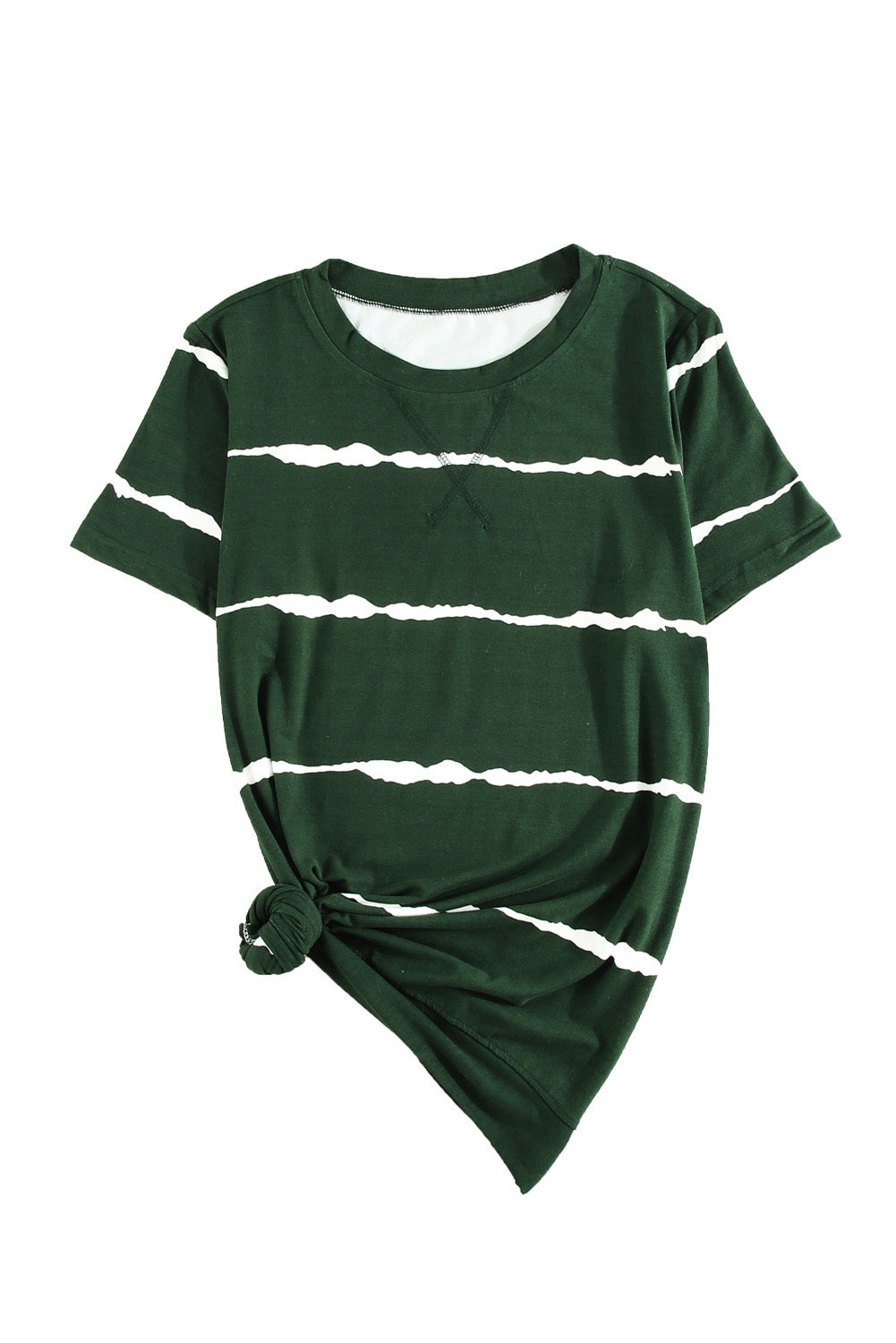 Green Tie-dye Stripe Casual T-Shirt displayed on a mannequin, showcasing its stylish design and soft fabric.