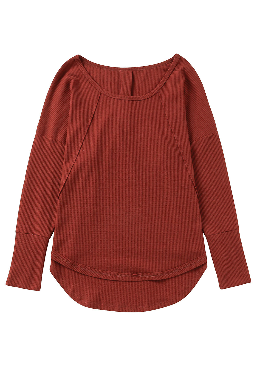A stylish green waffle knit long sleeve top featuring splicing buttons and a crew neckline, perfect for casual wear.