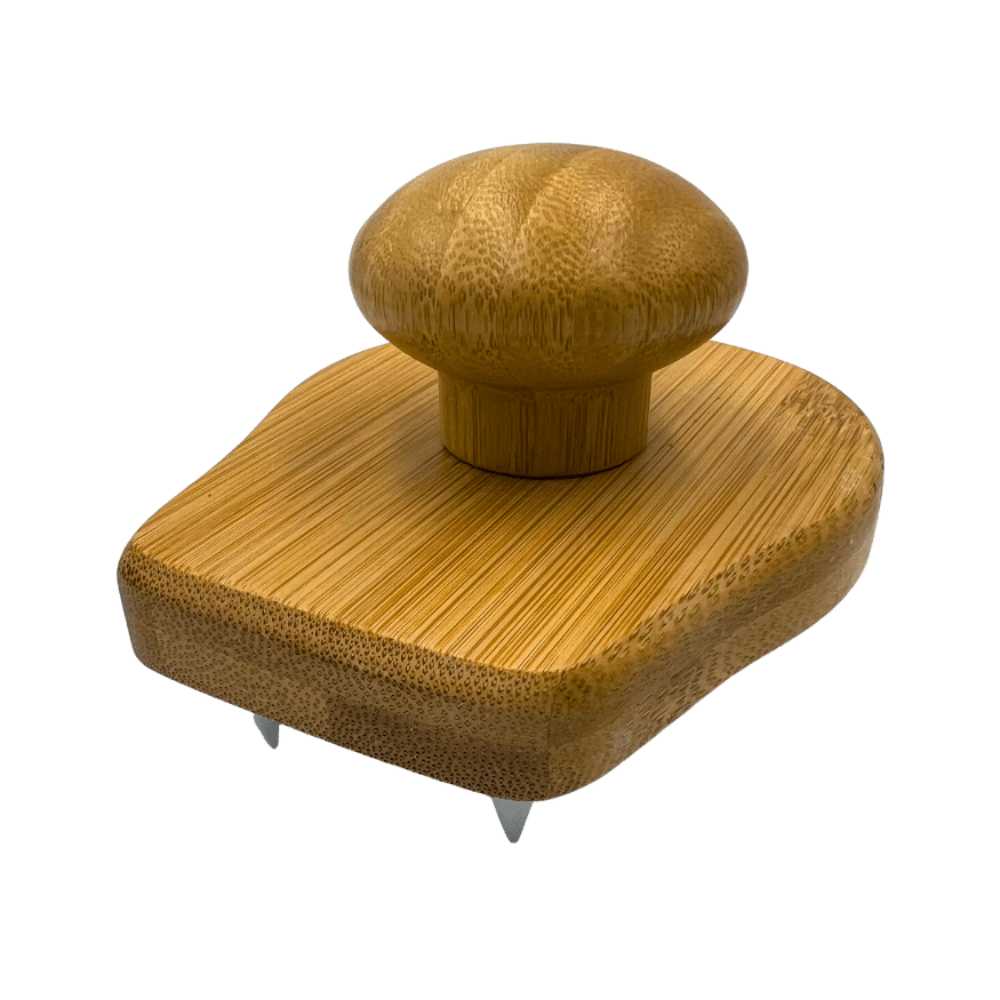 Hair and Scalp Massaging Brush made of natural wood and silicone, featuring a comfortable ergonomic handle and soft bristles for effective scalp massage.