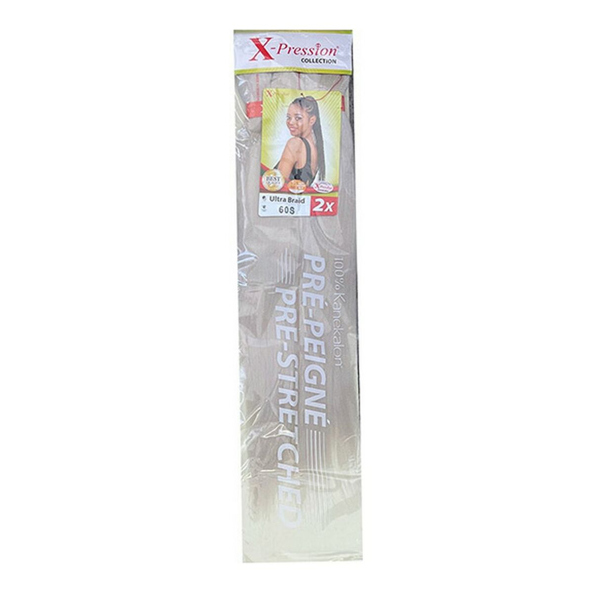 Packaged pre-stretched hair extensions.