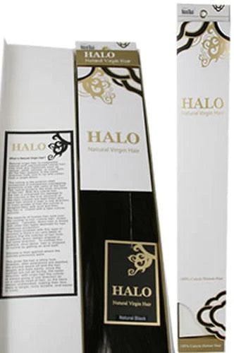 HALO 100% Human Hair Natural Virgin Weave in 16 inches, showcasing its soft texture and natural appearance.
