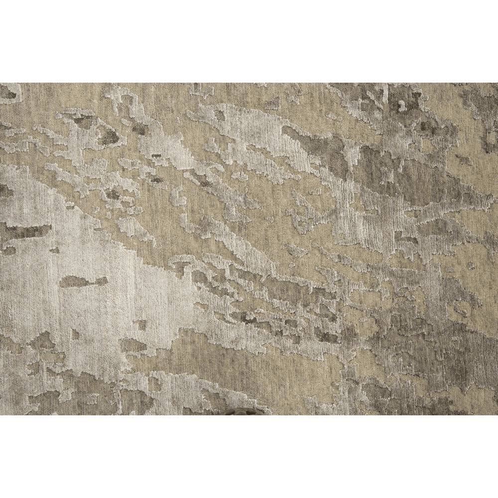 Hand knotted cut pile wool and viscose rug in beige and ivory abstract design, measuring 8' x 10', showcasing craftsmanship and quality.