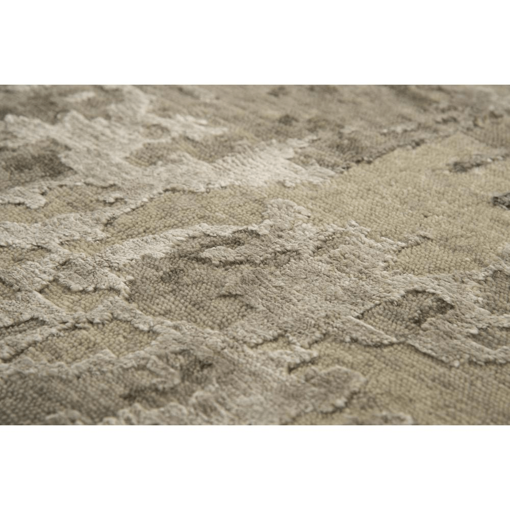 Hand knotted cut pile wool and viscose rug in beige and ivory abstract design, measuring 8' x 10', showcasing craftsmanship and quality.