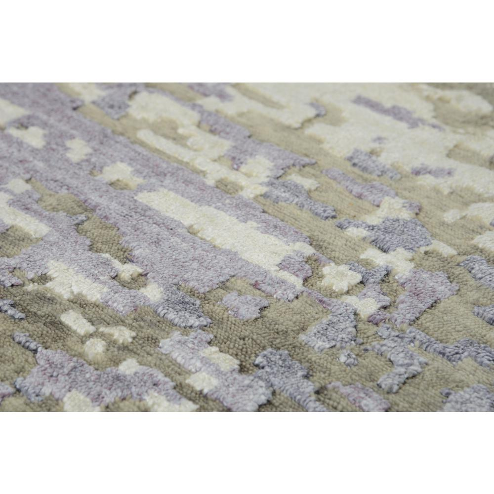 Hand Knotted Cut Pile Wool/Viscose Rug in lavender, beige, and ivory, showcasing intricate hand-knotting and luxurious texture.