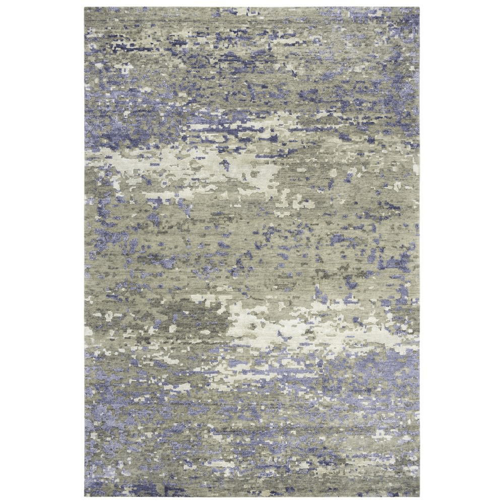 Hand Knotted Cut Pile Wool/Viscose Rug in lavender, beige, and ivory, showcasing intricate hand-knotting and luxurious texture.