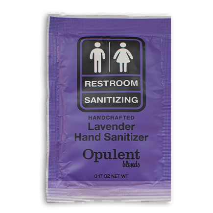 Lavender hand sanitizer single-use packet, perfect for on-the-go hygiene.