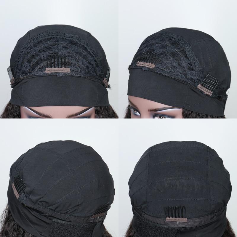 Headband Wig Jerry Curl made from 100% human hair, featuring natural black color and jerry curl texture, designed for easy wear without glue.