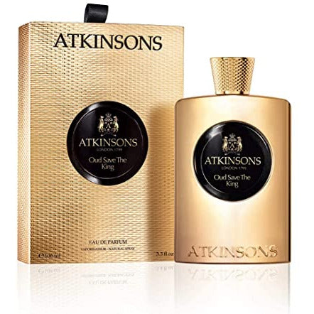 Atkinsons His Majesty The Oud Eau de Parfum in an elegant bottle, showcasing its luxurious design and rich fragrance.