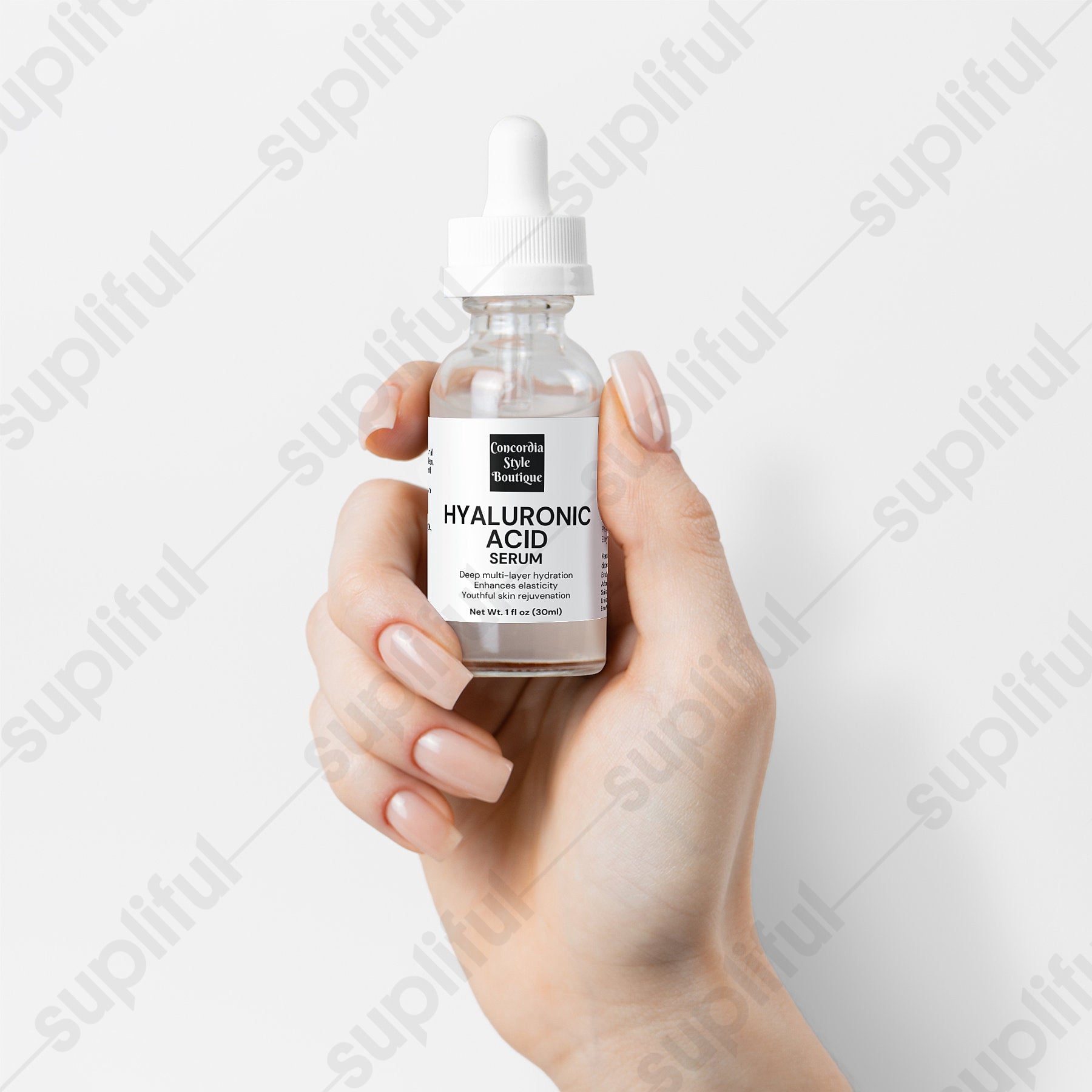 Hyaluronic Acid Serum bottle showcasing its hydrating properties and ingredients.