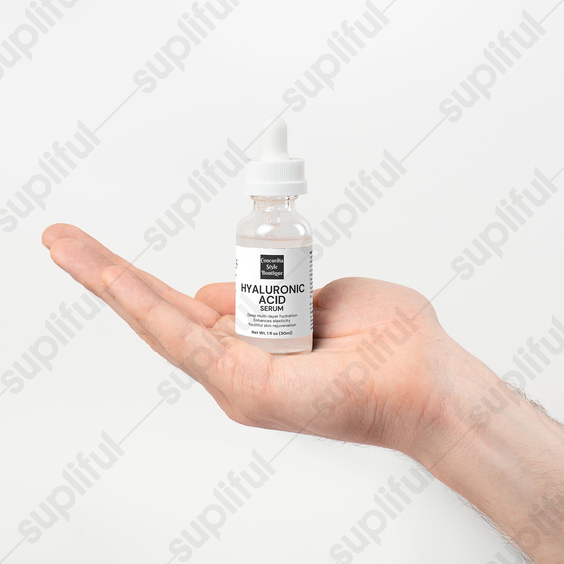Hyaluronic Acid Serum bottle showcasing its hydrating properties and ingredients.