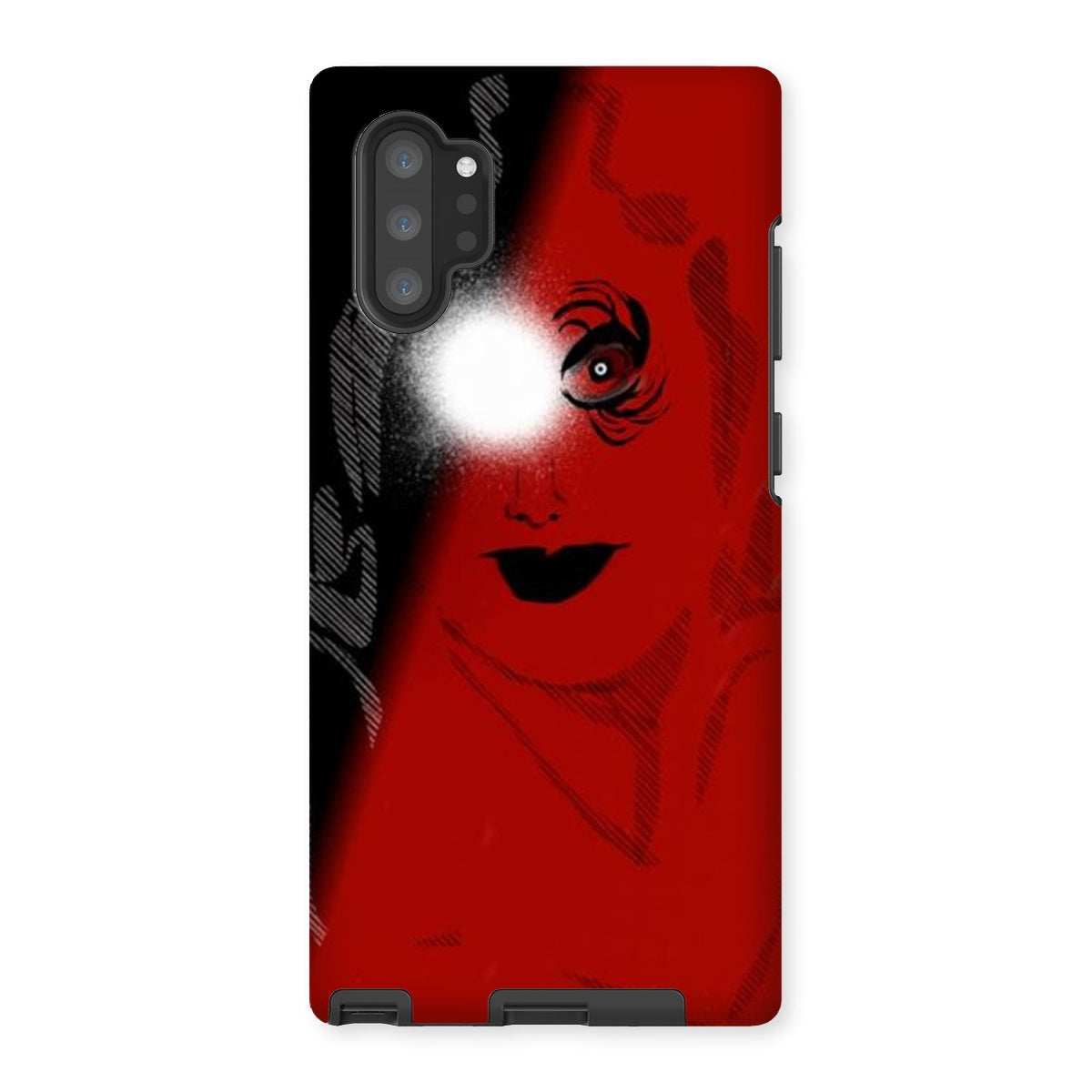 I See You Tough Phone Case showcasing dual-layered design with impact-resistant plastic and flexible silicone inner layer.