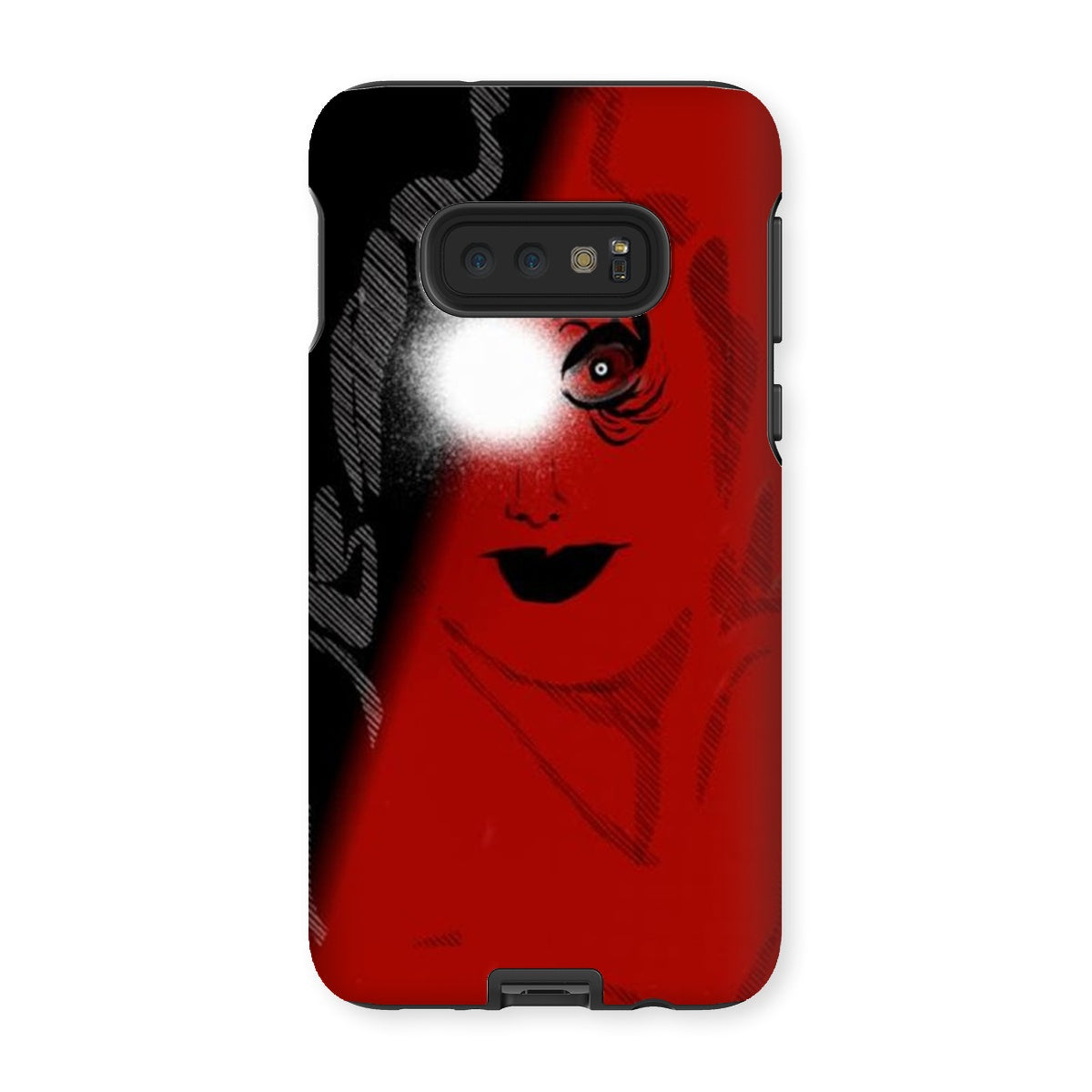 I See You Tough Phone Case showcasing dual-layered design with impact-resistant plastic and flexible silicone inner layer.