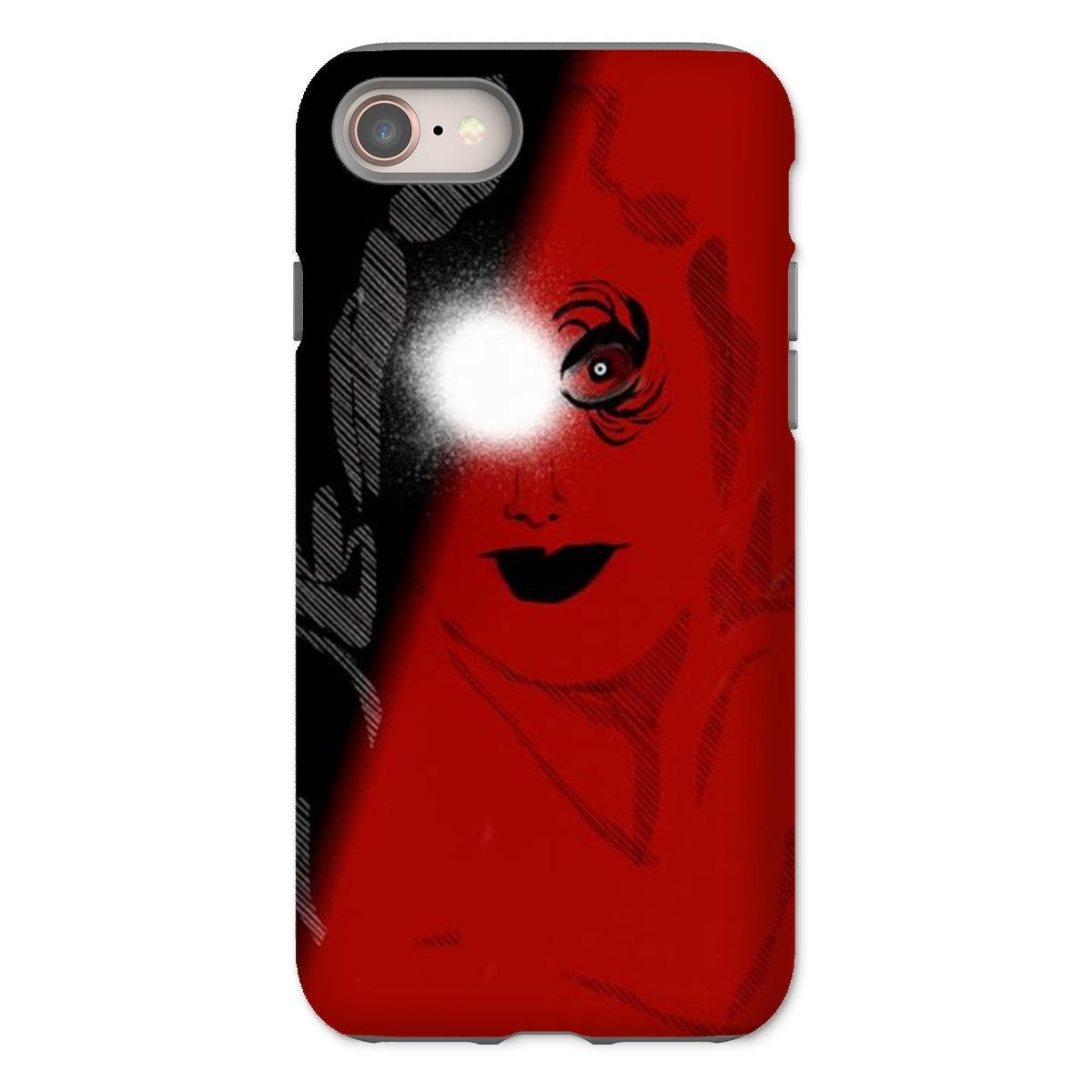 I See You Tough Phone Case showcasing dual-layered design with impact-resistant plastic and flexible silicone inner layer.
