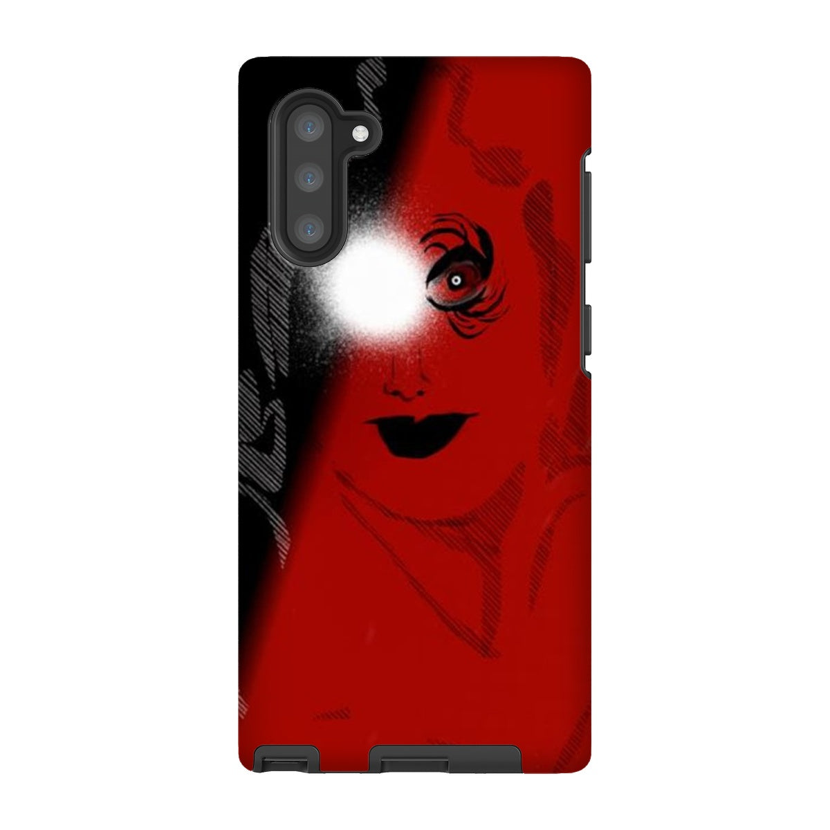 I See You Tough Phone Case showcasing dual-layered design with impact-resistant plastic and flexible silicone inner layer.
