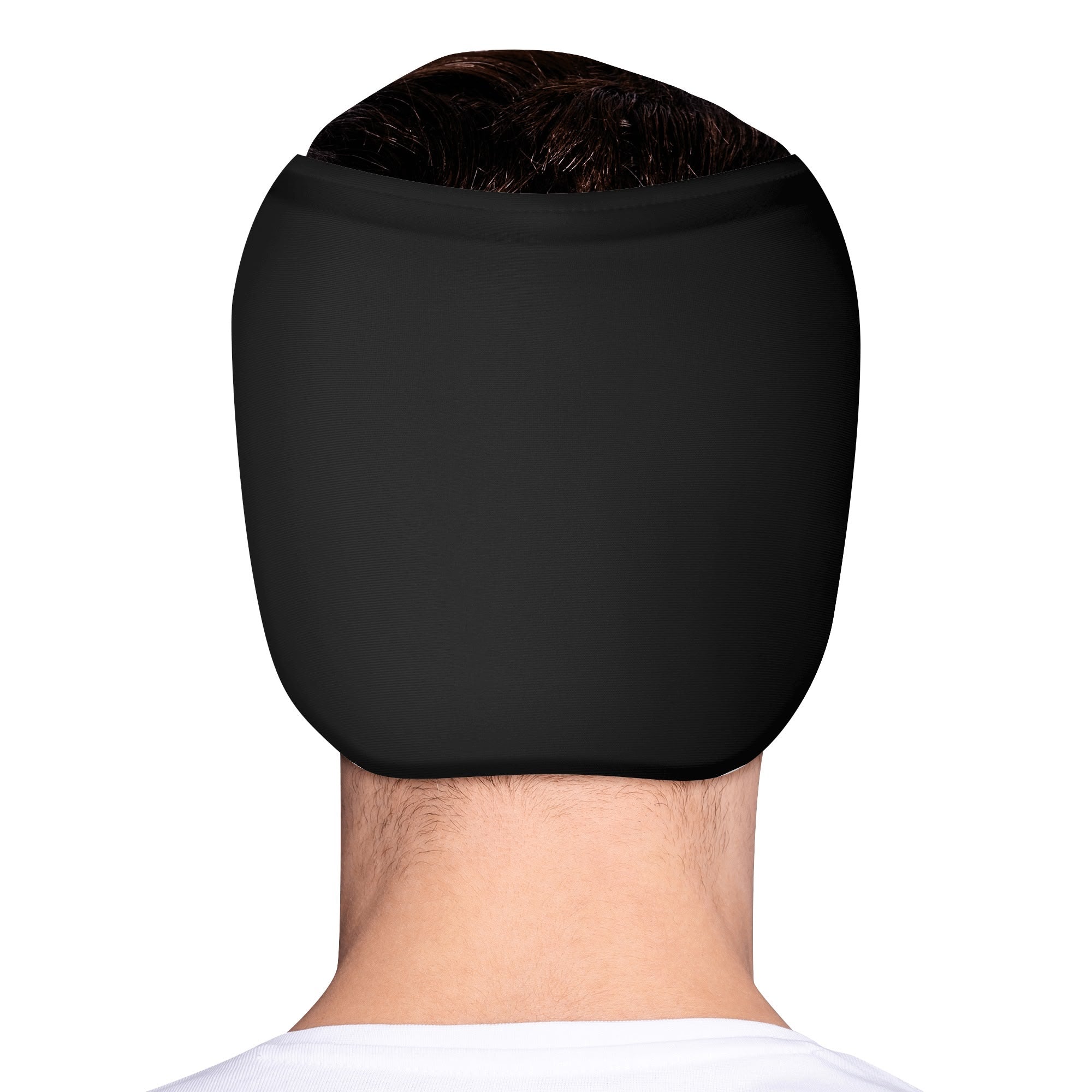 Ice Head Wrap featuring a stylish design with adjustable velcro, made from stretchable polyester for migraine relief.