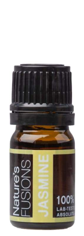 A 5ml bottle of Jasmine Pure Essential Oil with a floral design, showcasing its luxurious and soothing properties.