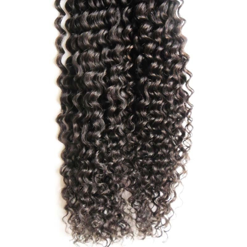 Jerry Curl Human Hair i Tip Microlinks Bulk Braiding Bundle showcasing natural black curls, ideal for braiding and styling.