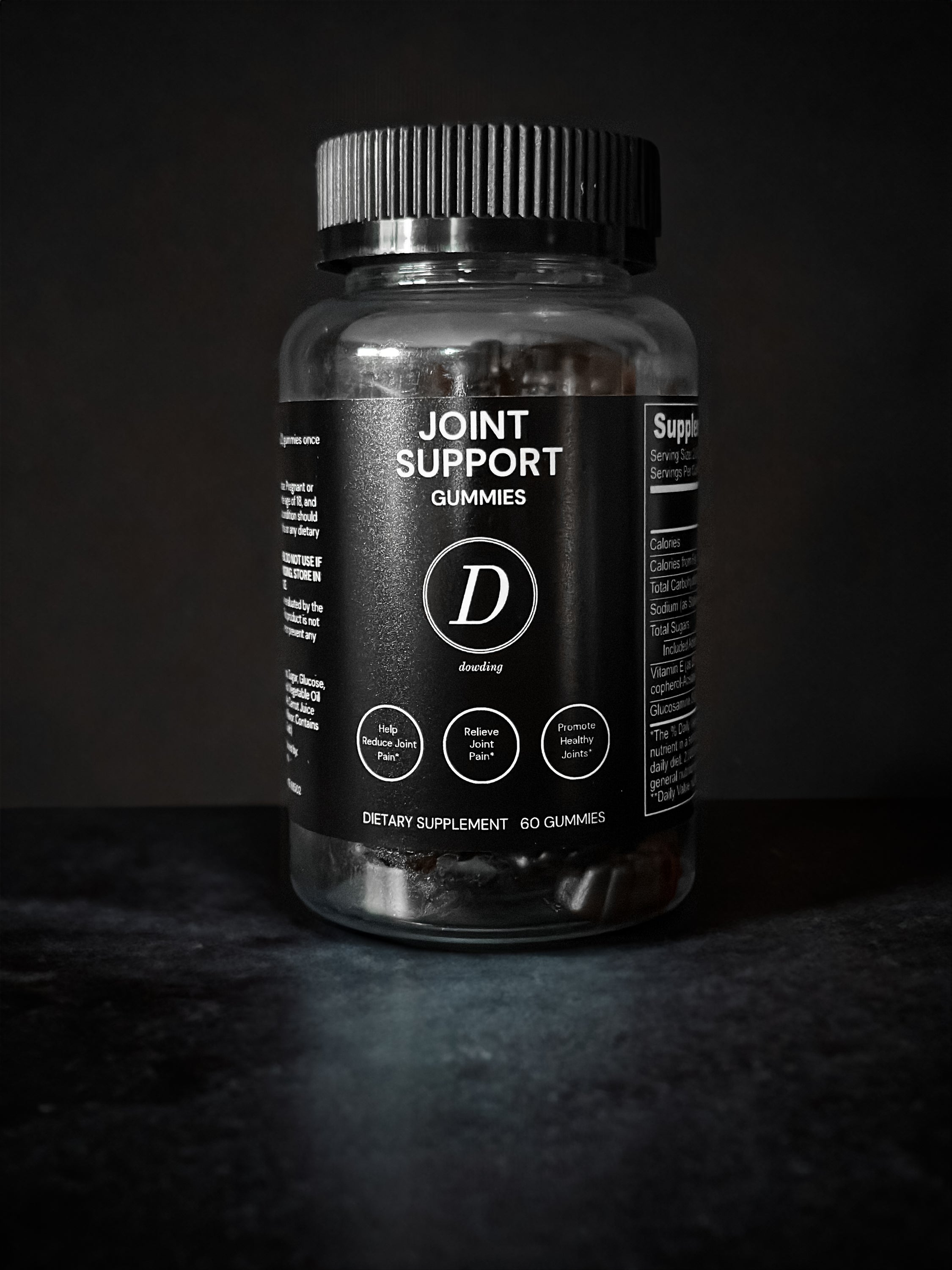 A bottle of Joint Support Gummies featuring raspberry-flavored gummies designed for joint health support.