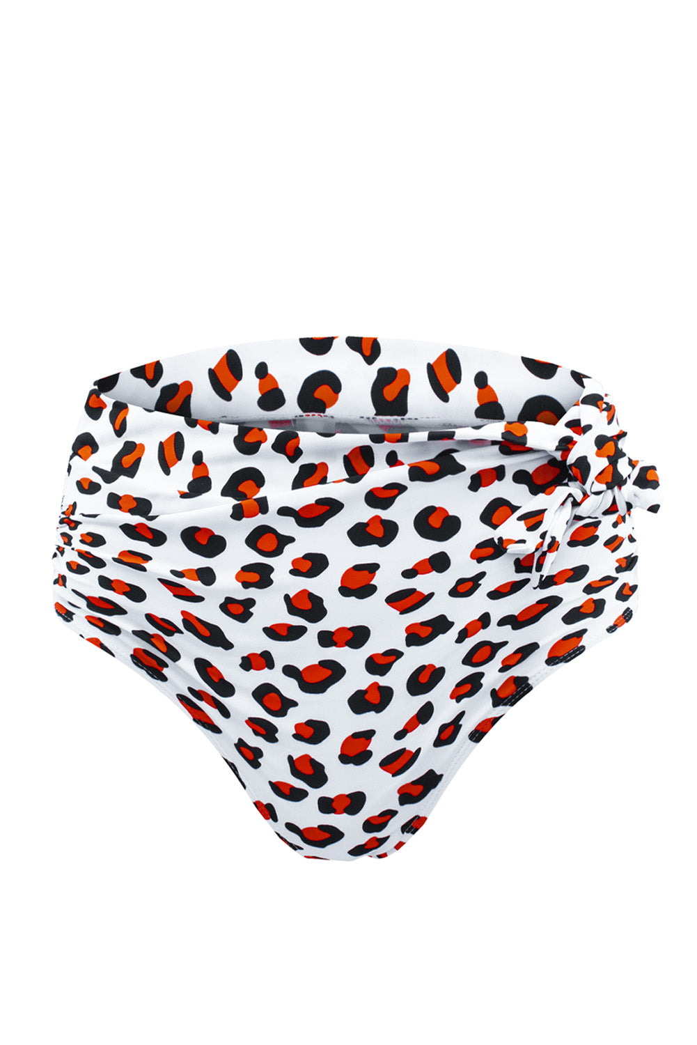 Khaki Halter V Neck Leopard High Waisted Swimsuit displayed on a mannequin, showcasing its stylish design and flattering fit.