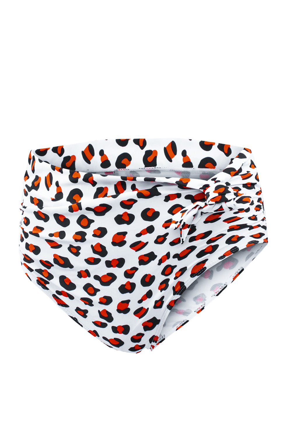 Khaki Halter V Neck Leopard High Waisted Swimsuit displayed on a mannequin, showcasing its stylish design and flattering fit.