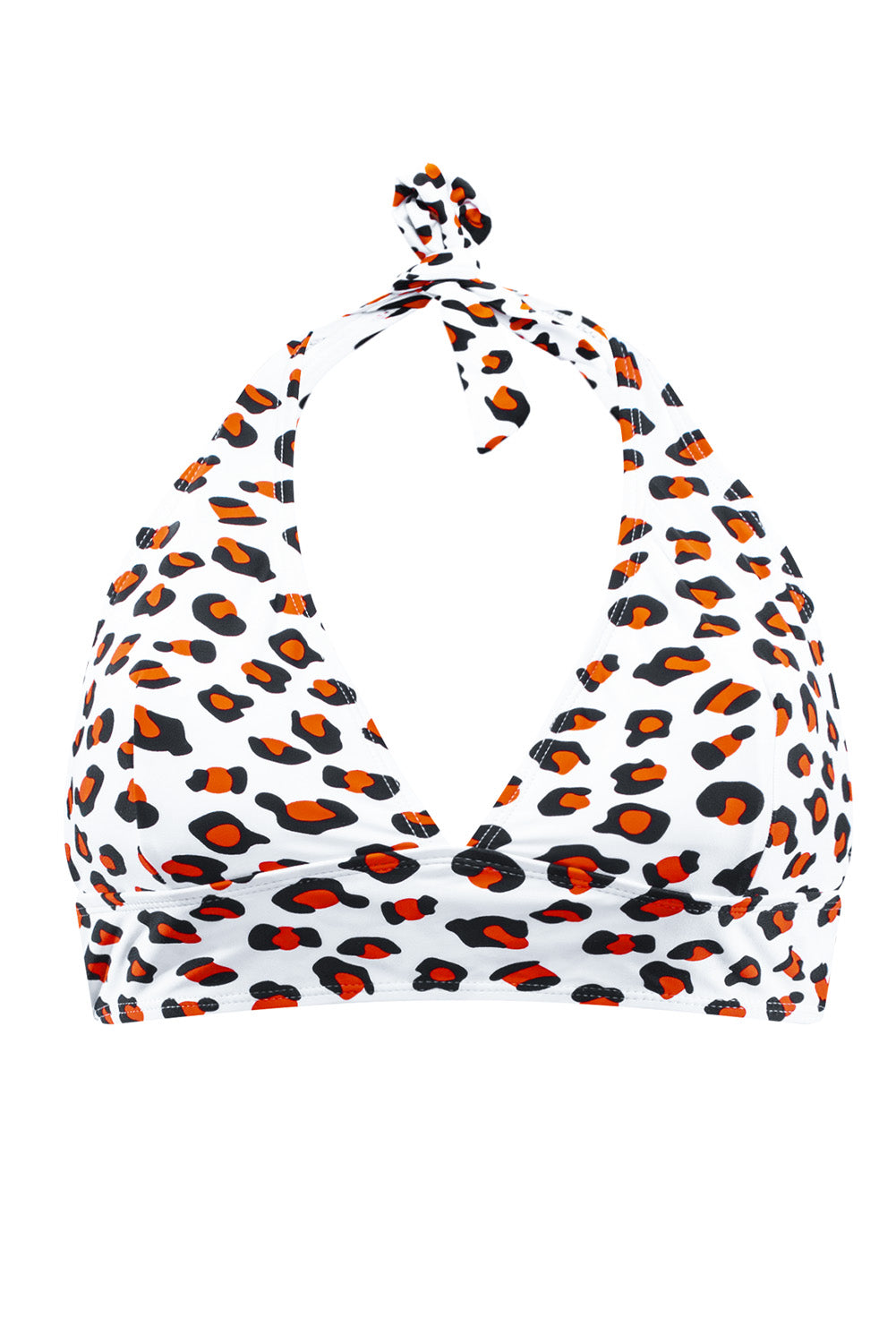 Khaki Halter V Neck Leopard High Waisted Swimsuit displayed on a mannequin, showcasing its stylish design and flattering fit.