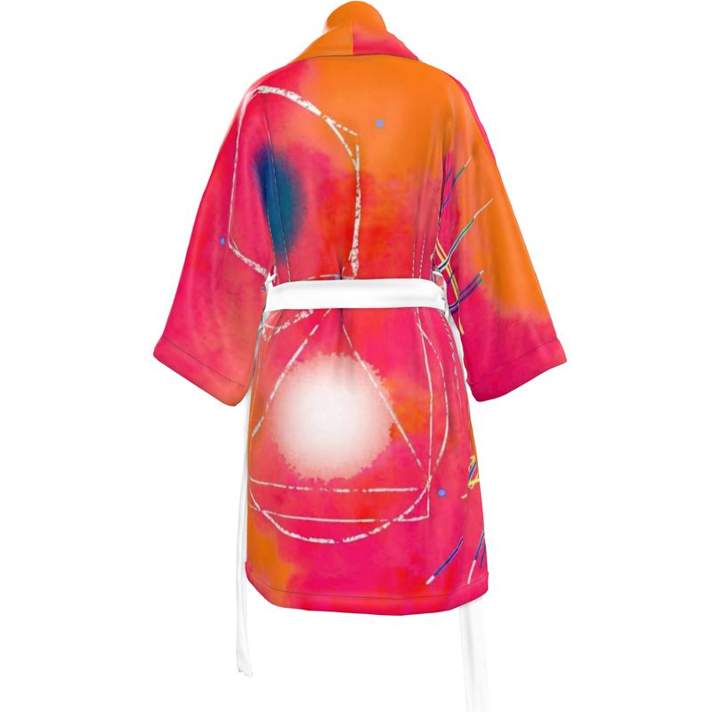 A beautifully crafted Designer Kimono Robe featuring a classic t-shape cut, 3/4 length sleeves, and a belt tie, showcasing elegance and comfort.