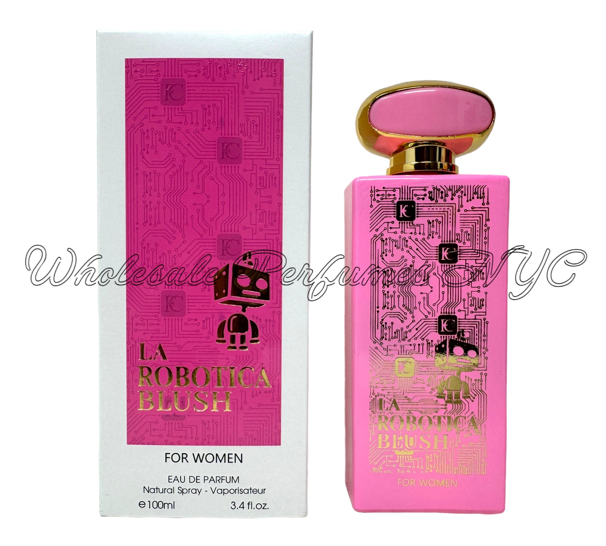 La Robotica Blush for Women 3.4oz Eau de Parfum Spray in an elegant bottle, part of the Fragrance Couture Collection.