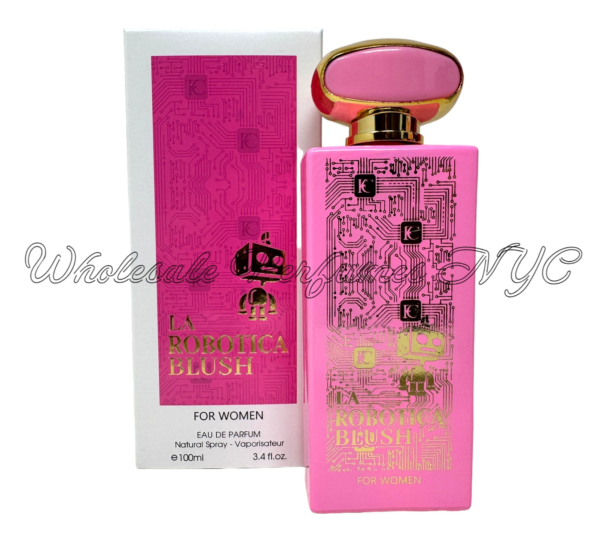 La Robotica Blush for Women 3.4oz Eau de Parfum Spray in an elegant bottle, part of the Fragrance Couture Collection.